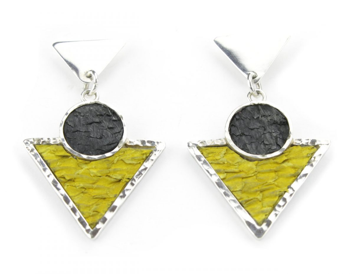 Yellow and Black Cubic Earrings