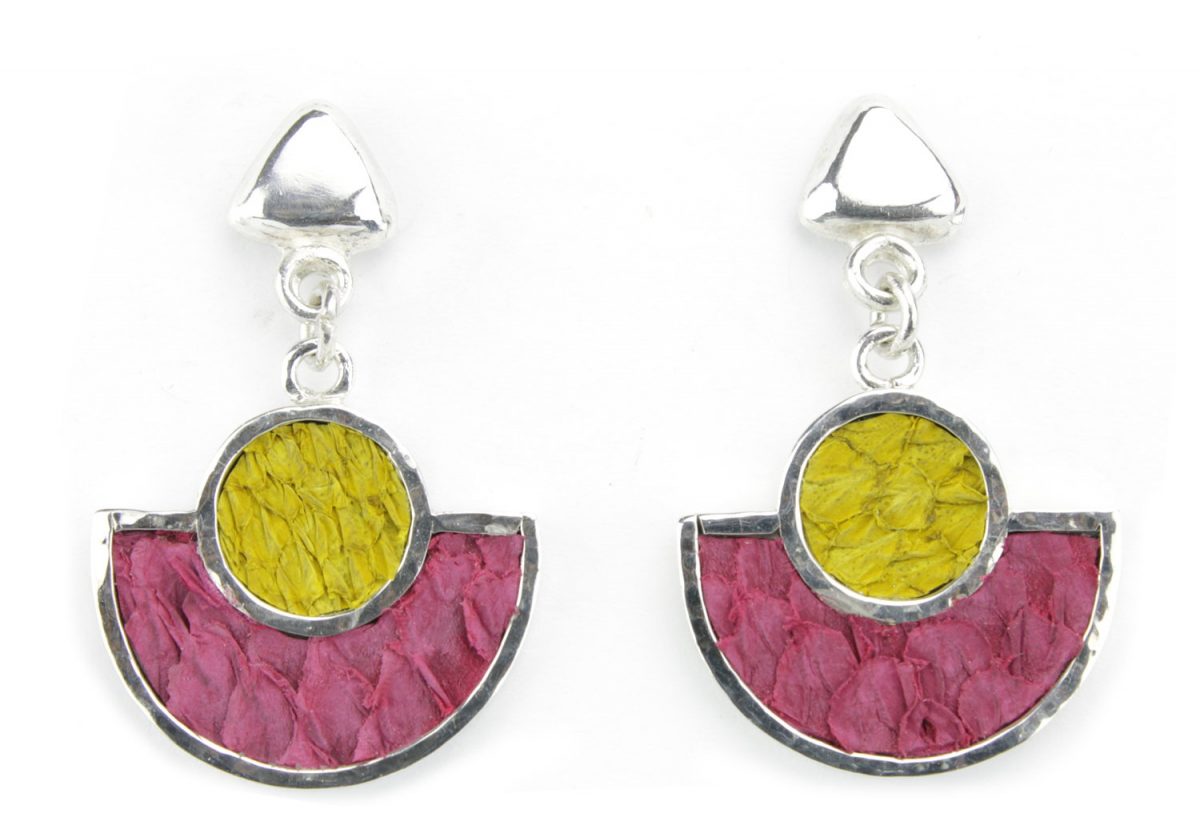 Pink and Yellow Cubic Earrings
