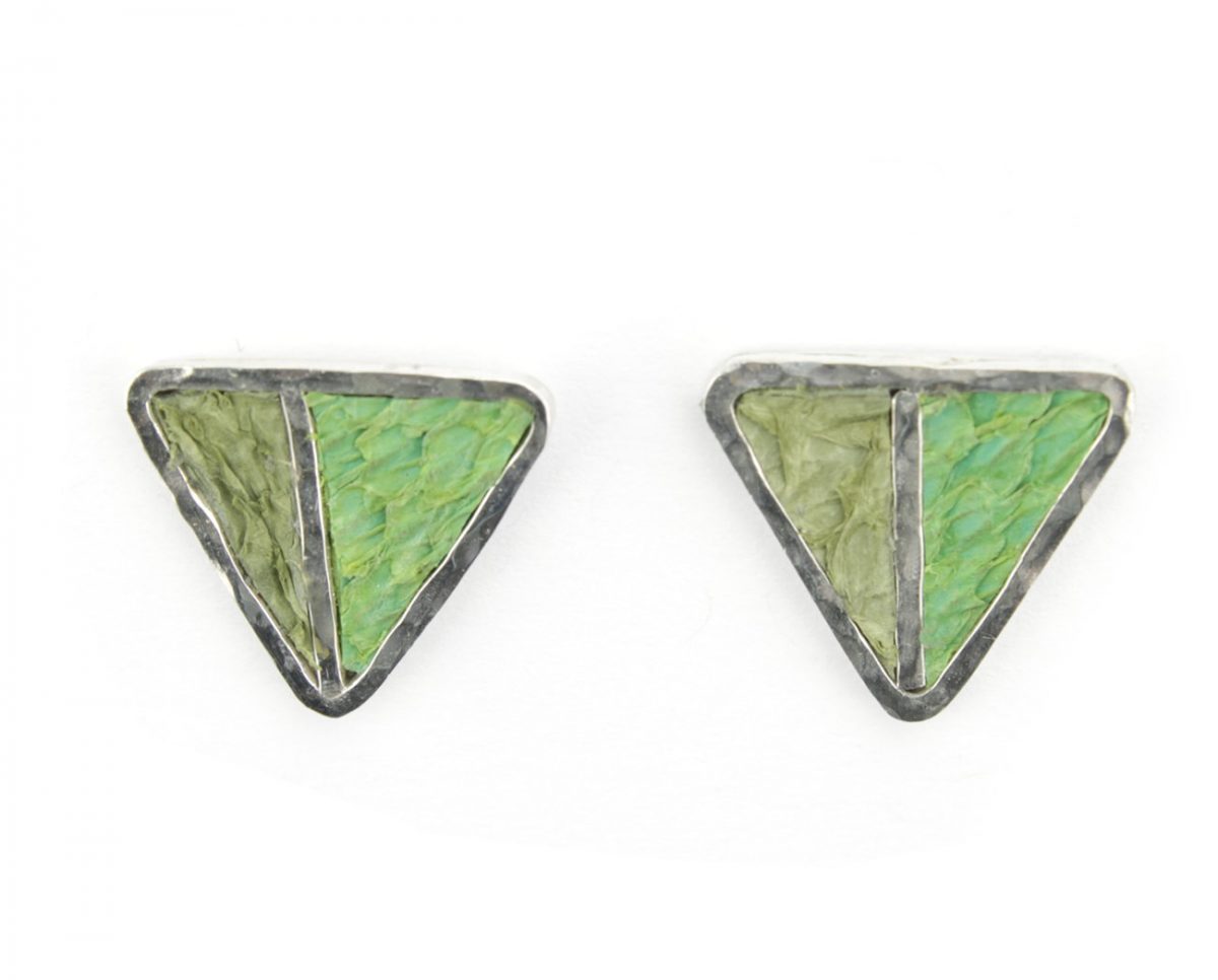 Green Triangle Cubic Earrings